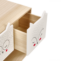 Comodino Legno Chiaro 2 Cassetti Per Bambini Tema Animale
