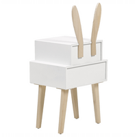 Comodino Comodino in legno chiaro 2 cassetti per bambini tema animali con orecchie