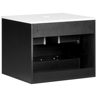 Mobiletto da bagno a parete con frontale scanalato 2 cassetti nero 60 x 52 cm stile elegante moderno