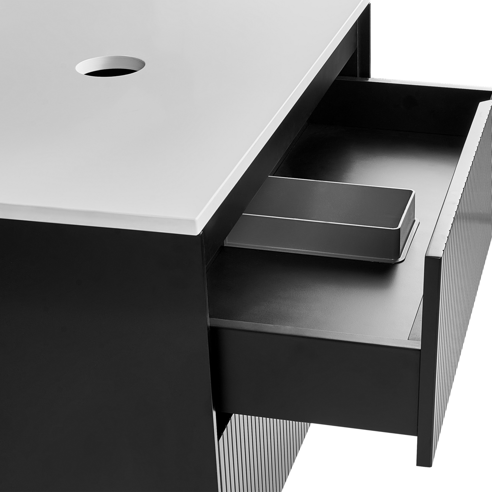 Mobiletto da bagno a parete con frontale scanalato 2 cassetti nero 60 x 52 cm stile elegante moderno