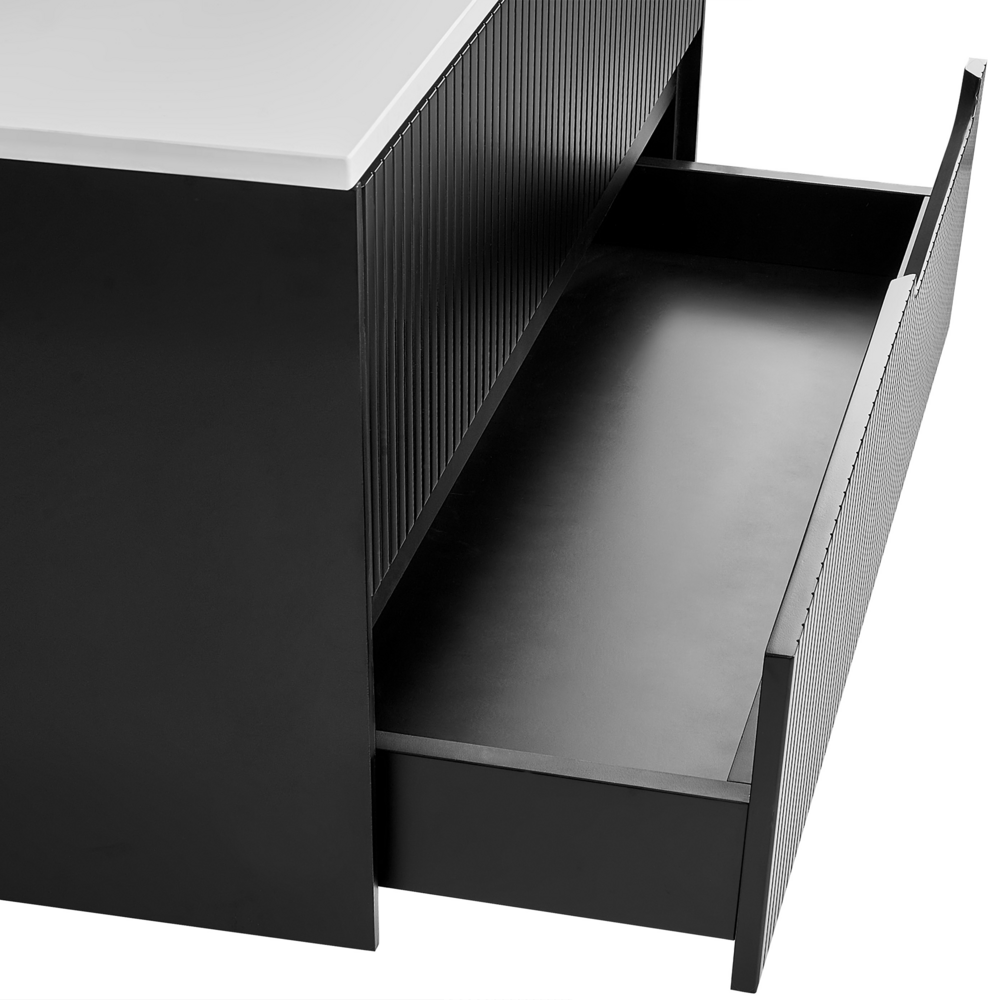 Mobiletto da bagno a parete con frontale scanalato 2 cassetti nero 60 x 52 cm stile elegante moderno