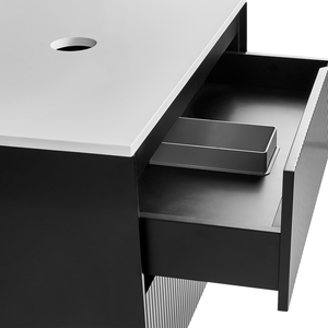 Mobiletto da bagno a parete con frontale scanalato 2 cassetti nero 80 x 52 cm stile elegante moderno