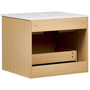 Mobile da bagno sospeso in legno chiaro di alta qualità a parete scanalato con 2 cassetti 60 x 52 cm