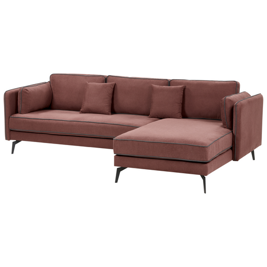 Divano 3 posti angolare regolabile lato sinistro in tessuto bordeaux stile moderno design classico