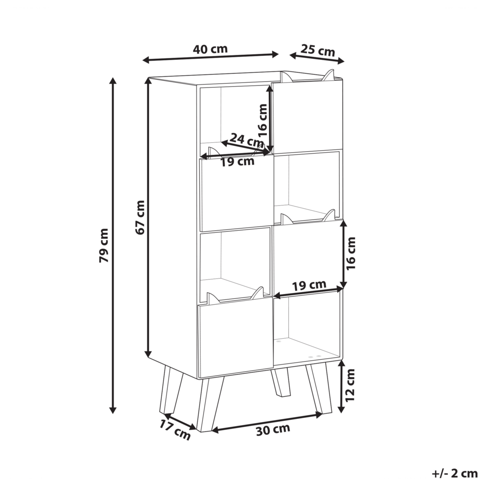 Libreria a 4 livelli in legno chiaro e MDF bianco Cassetti scaffali