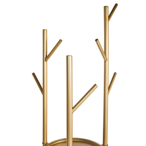 Appendiabiti a piantana in metallo dorato con base in marmo e ripiani per giacche Accessori per corridoi industriali