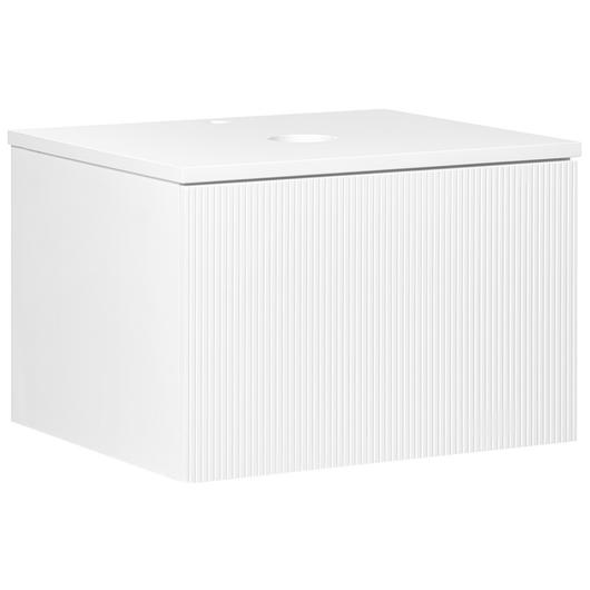 Mobile da bagno a parete Corpo in MDF bianco 60 x 52 cm Frontale scanalato con 1 cassetto Foro pretagliato