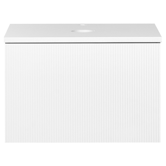 Mobile da bagno a parete Corpo in MDF bianco 60 x 52 cm Frontale scanalato con 1 cassetto Foro pretagliato