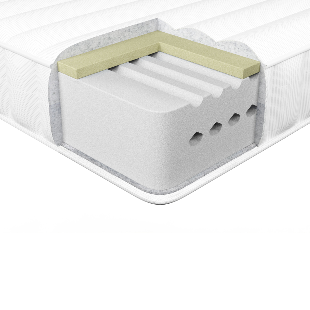 Materasso EU Medio 80 x 200 cm Bianco Grigio Schiuma Imbottitura Poliestere Sfoderabile