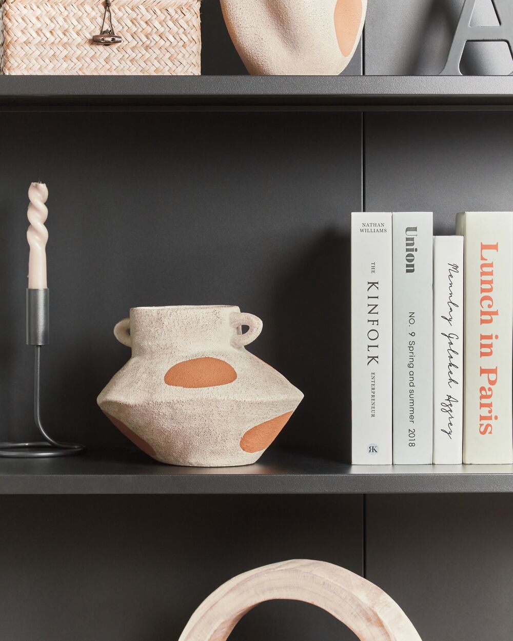 Vaso per fiori Beige chiaro Gres astratto Puntini Decorazione per interni Pezzo Design moderno Impermeabile