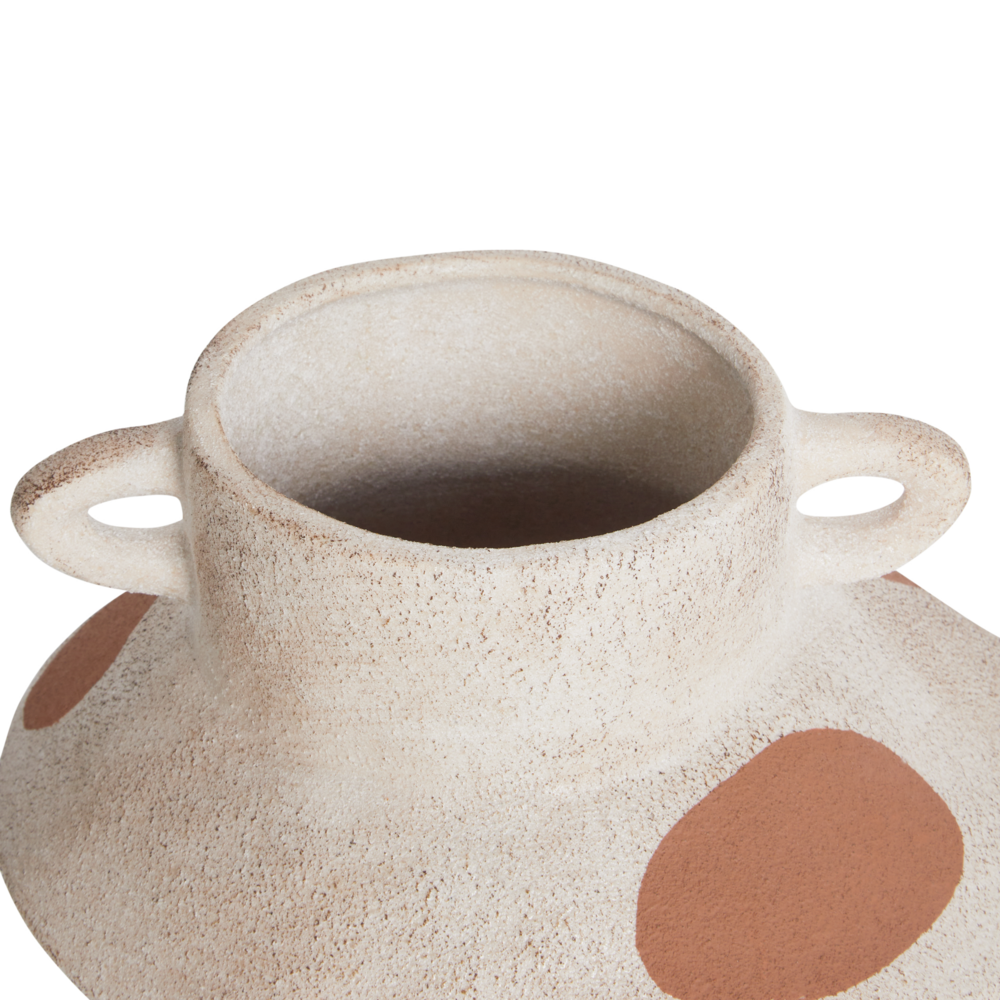 Vaso per fiori Beige chiaro Gres astratto Puntini Decorazione per interni Pezzo Design moderno Impermeabile