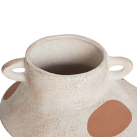 Vaso per fiori Beige chiaro Gres astratto Puntini Decorazione per interni Pezzo Design moderno Impermeabile
