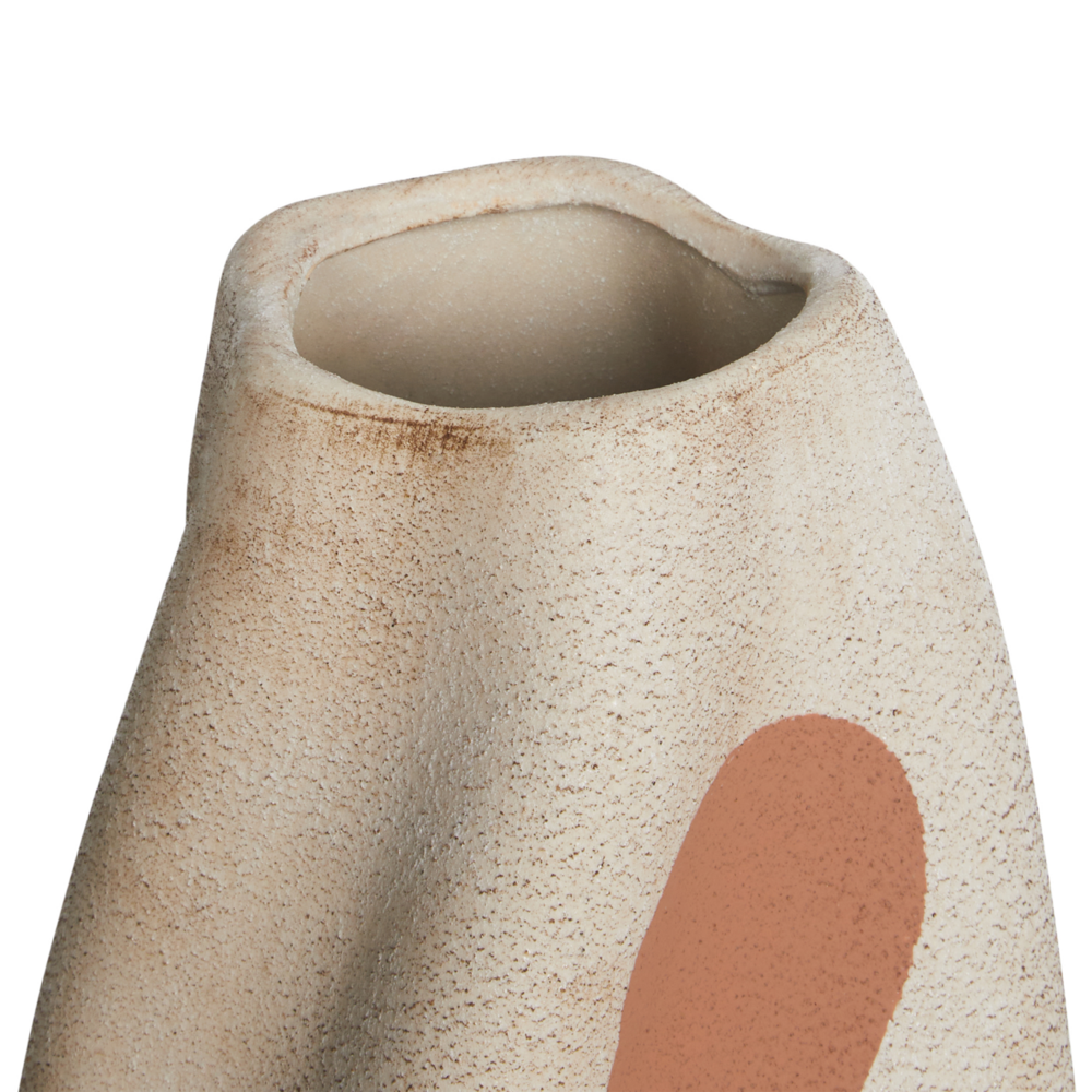 Vaso per fiori Beige chiaro Gres astratto Puntini Decorazione per interni Pezzo Design moderno Impermeabile