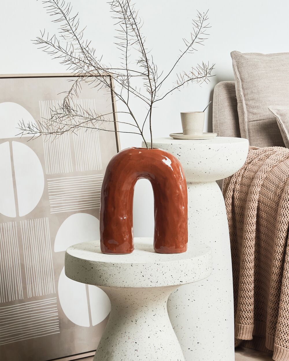 Vaso per fiori in Gres marrone 29 cm accessori per il soggiorno e la camera da letto