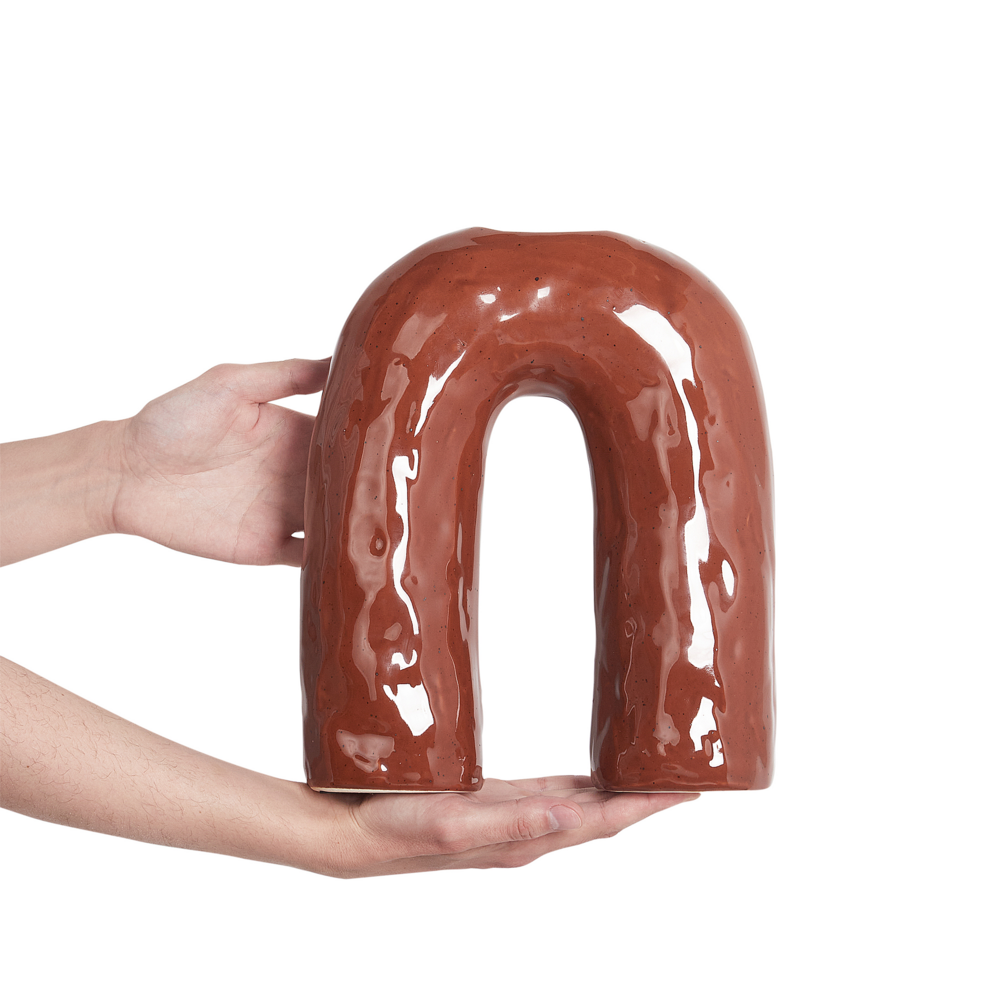 Vaso per fiori in Gres marrone 29 cm accessori per il soggiorno e la camera da letto