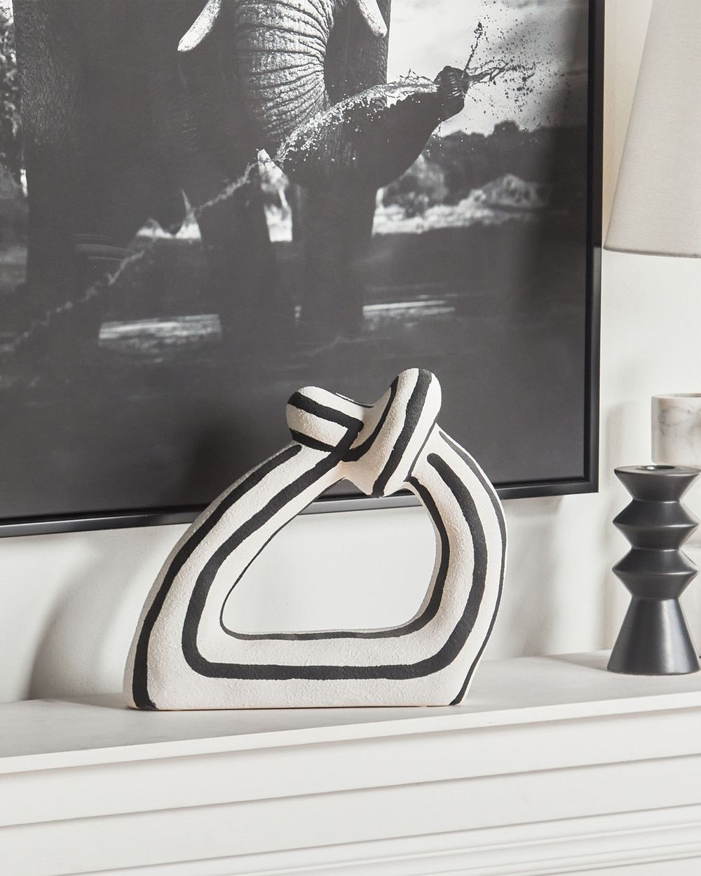 Figurina decorativa in gres bianco e nero Impermeabile Soggiorno Camera da letto Sala da pranzo Accessori per la casa Decorazione