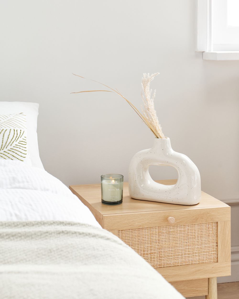 Vaso per fiori Gres bianco Decorazione per interni Pezzo Design moderno Impermeabile