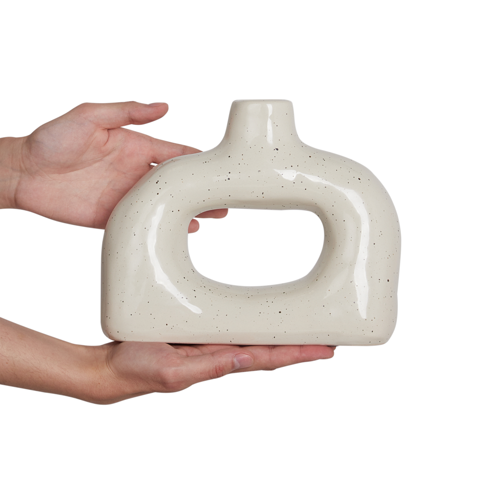 Vaso per fiori Gres bianco Decorazione per interni Pezzo Design moderno Impermeabile