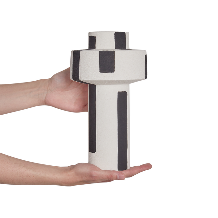 Vaso di fiori Bianco e nero Gres Decorazione per interni Pezzo di design moderno Impermeabile