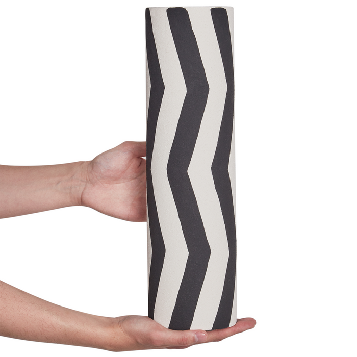 Vaso di fiori Bianco e nero Gres Decorazione per interni Pezzo di design moderno Impermeabile