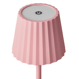 Lampada da tavolo in alluminio rosa pastello ferro luce interna esterna stile moderno