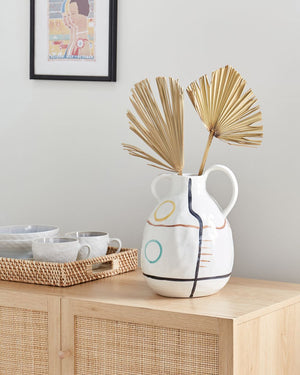 Vaso da fiori in gres bianco per la decorazione di interni con manico Design moderno impermeabile