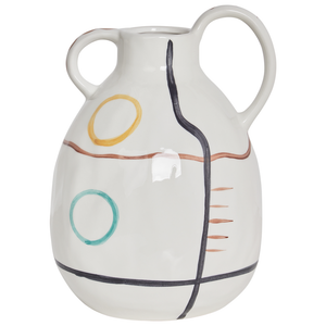 Vaso da fiori in gres bianco per la decorazione di interni con manico Design moderno impermeabile