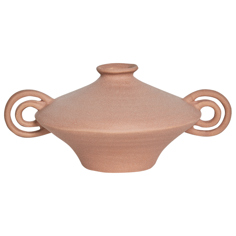 Vaso da fiori marrone in gres per interni con manico Design moderno Impermeabile