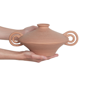 Vaso da fiori marrone in gres per interni con manico Design moderno Impermeabile