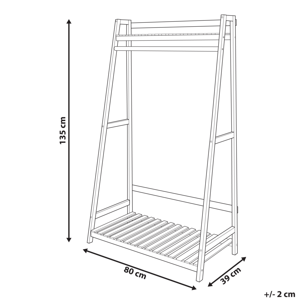 Appendiabiti in legno chiaro di bambù 135 cm a libera installazione