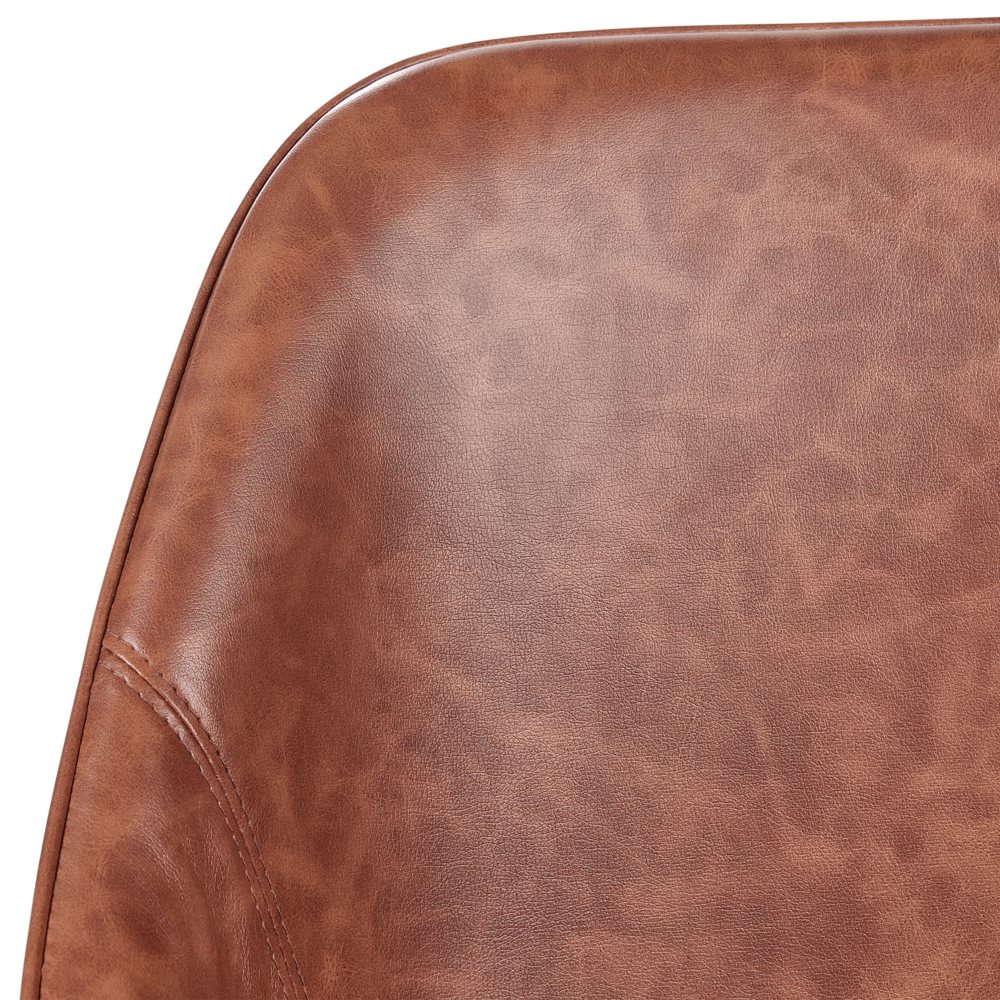 Sedia da ufficio in ecopelle marrone con funzione girevole regolabile con gambe in metallo stile elegante