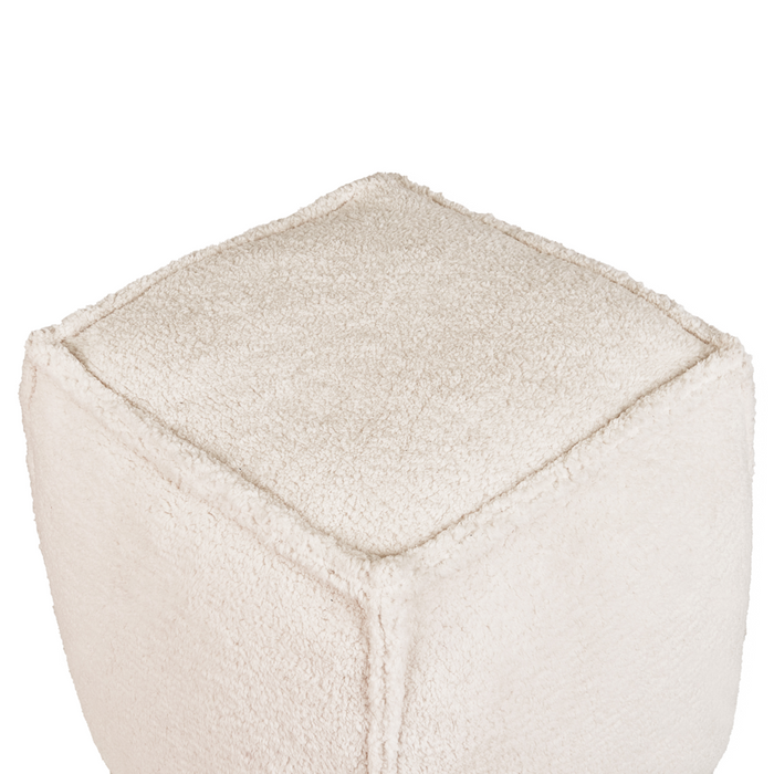 Pouf quadrato in iuta e poliestere beige chiaro con motivo astratto