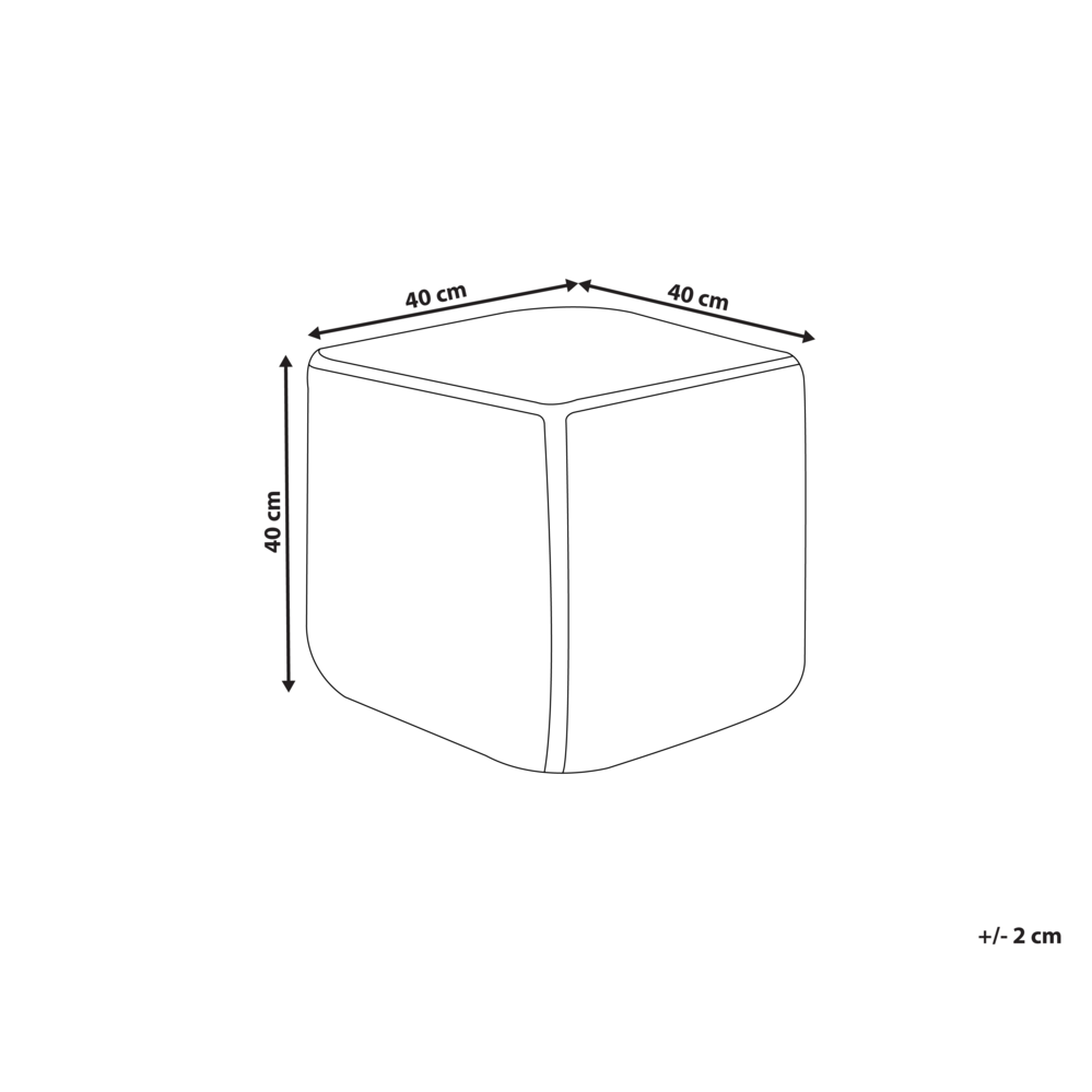 Pouf quadrato in iuta e poliestere beige chiaro con motivo astratto