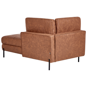 Chaise longue in ecopelle con inserti marrone dorato lato sinistro stile moderno tradizionale