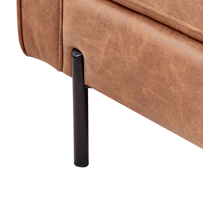 Chaise longue in ecopelle con inserti marrone dorato lato sinistro stile moderno tradizionale