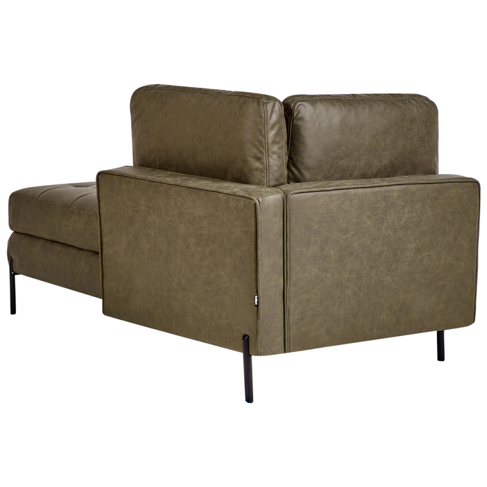 Chaise longue in ecopelle con inserti verde lato sinistro stile moderno tradizionale