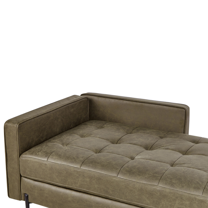 Chaise longue in ecopelle con inserti verde lato sinistro stile moderno tradizionale