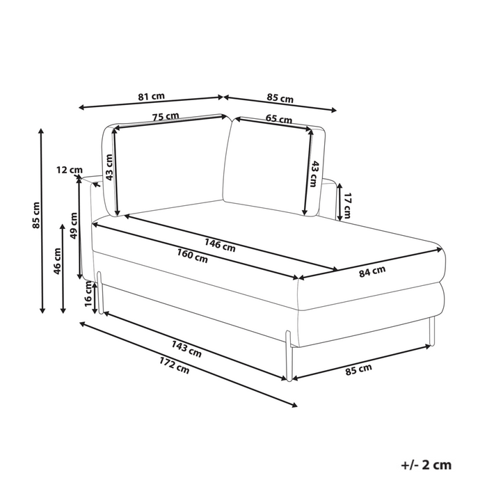 Chaise longue in ecopelle con inserti verde lato sinistro stile moderno tradizionale