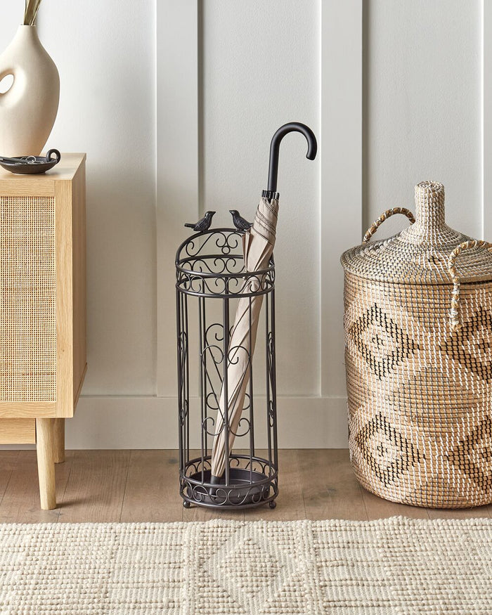 Portaombrelli in metallo e ferro per soggiorno e corridoio nero