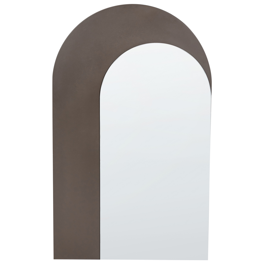 Specchio da parete marrone 58 x 99 cm forma ovale appeso decorazione corridoio