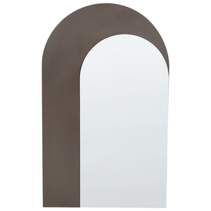 Specchio da parete marrone 58 x 99 cm forma ovale appeso decorazione corridoio