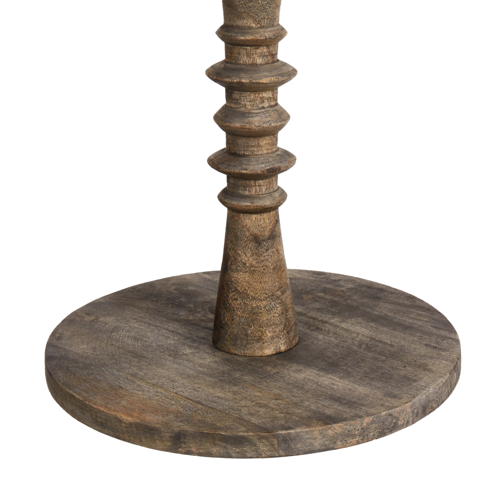 Set di 2 tavolini in legno di mango scuro con base rotonda Design tradizionale