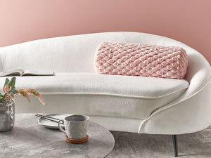 Cuscino decorativo in pelo sintetico di lana lungo a tinta unita rosa 22 x 60 cm stile elegante