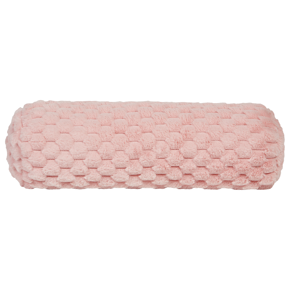 Cuscino decorativo in pelo sintetico di lana lungo a tinta unita rosa 22 x 60 cm stile elegante