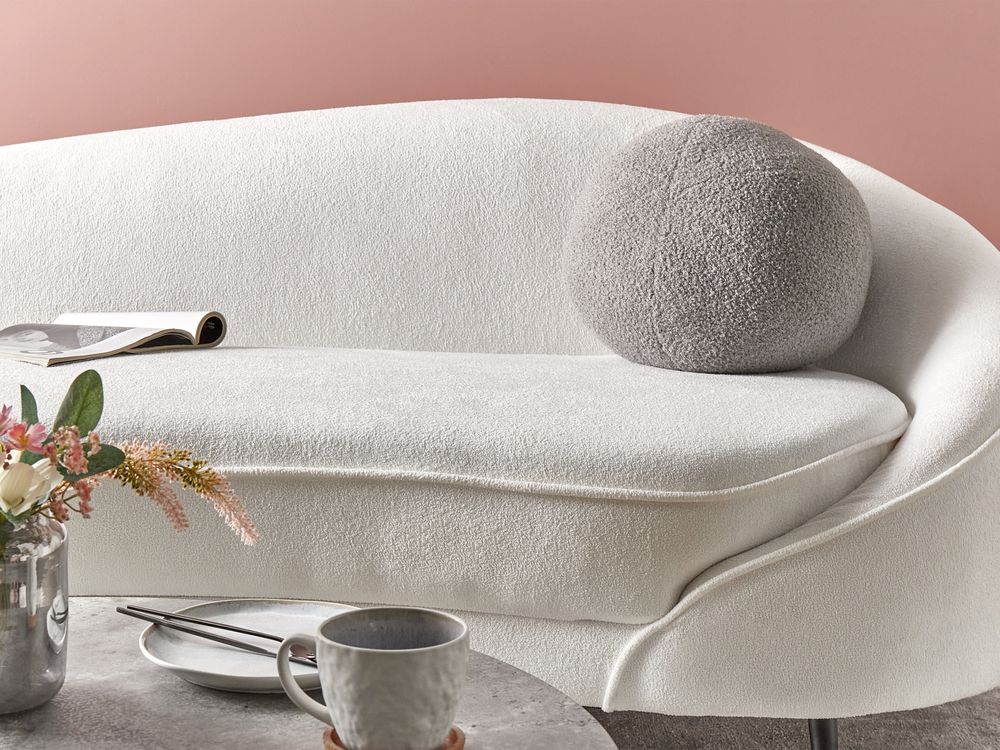 Cuscino decorativo tondo in tessuto bouclè grigio 30 x 30 cm accessorio soggiorno