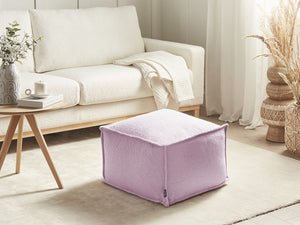 Pouf in cotone rosa imbottito con EPS di forma quadrata 50 x 50 cm poggiapiedi soggiorno accessorio per la casa