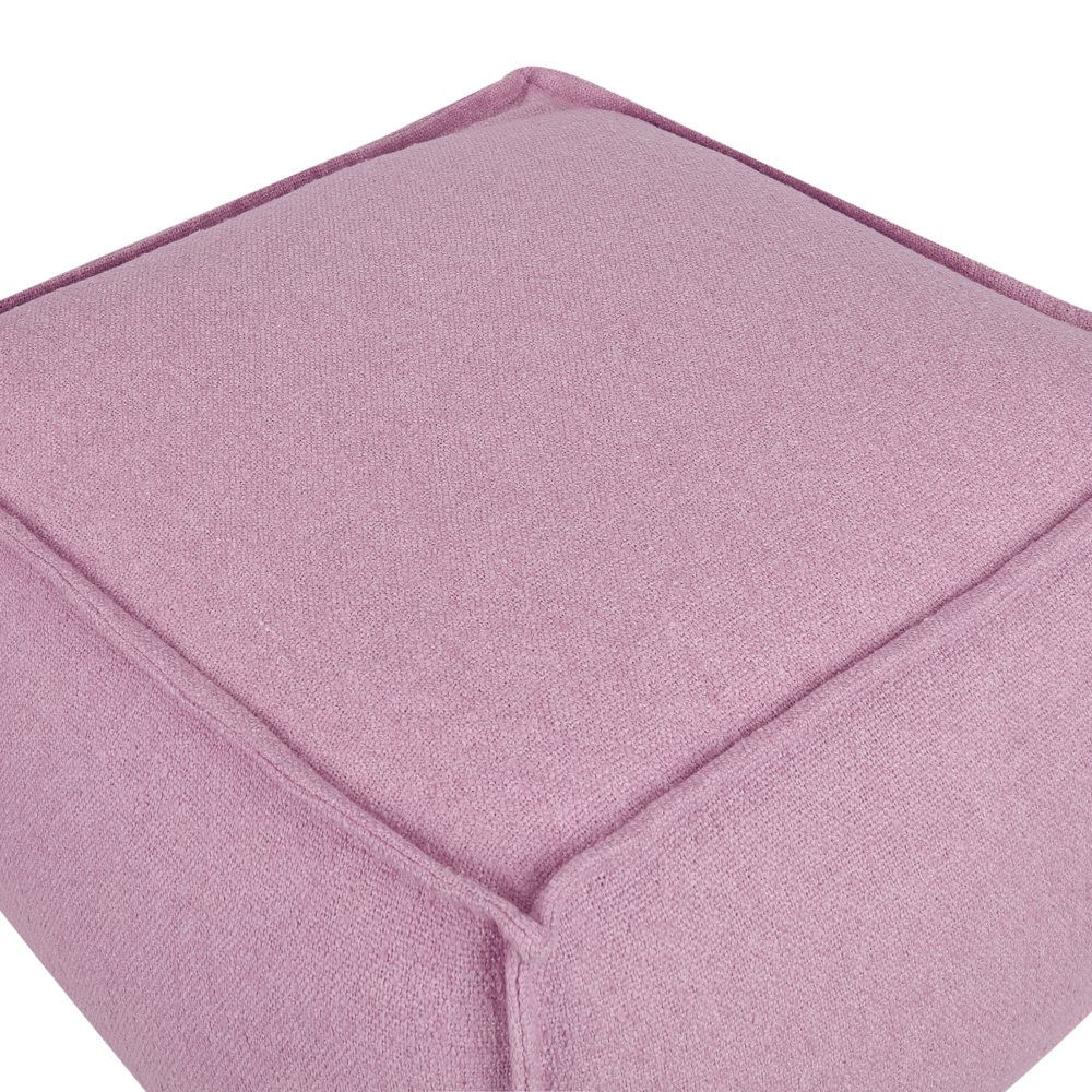 Pouf in cotone rosa imbottito con EPS di forma quadrata 50 x 50 cm poggiapiedi soggiorno accessorio per la casa