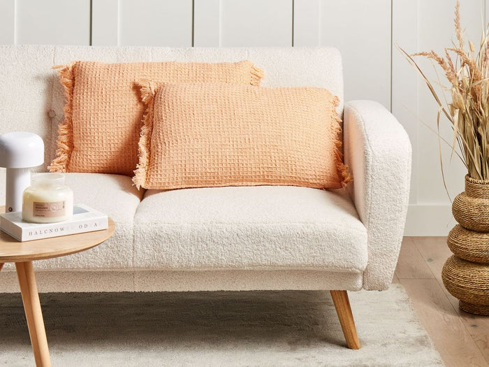 Set di 2 cuscini in cotone con nappe 40 x 60 cm arancione soggiorno elegante accogliente