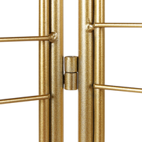 Divisorio decorativo per ambienti a 3 pannelli pieghevoli con struttura metallica in ferro oro