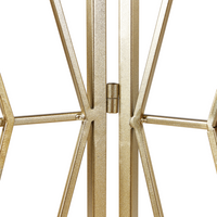 Divisorio decorativo a 3 pannelli pieghevole in ferro con struttura in metallo oro